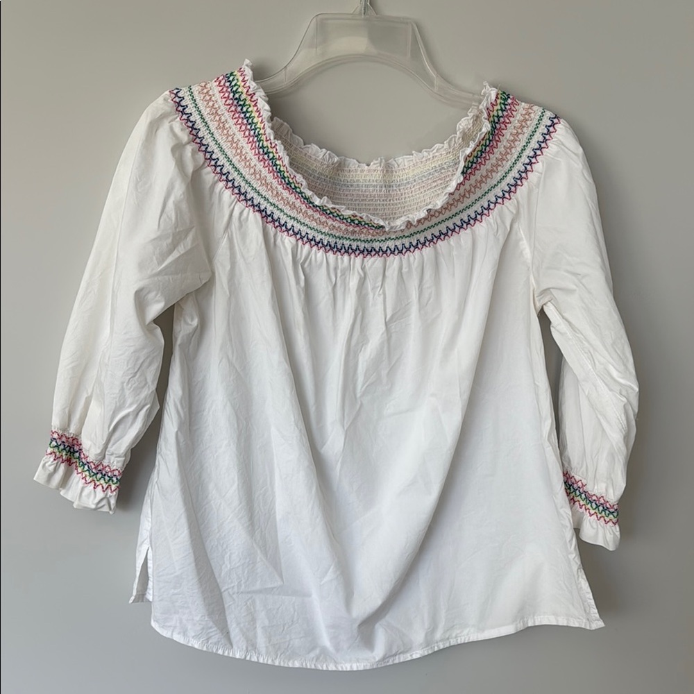 White Embroidered Women's Top